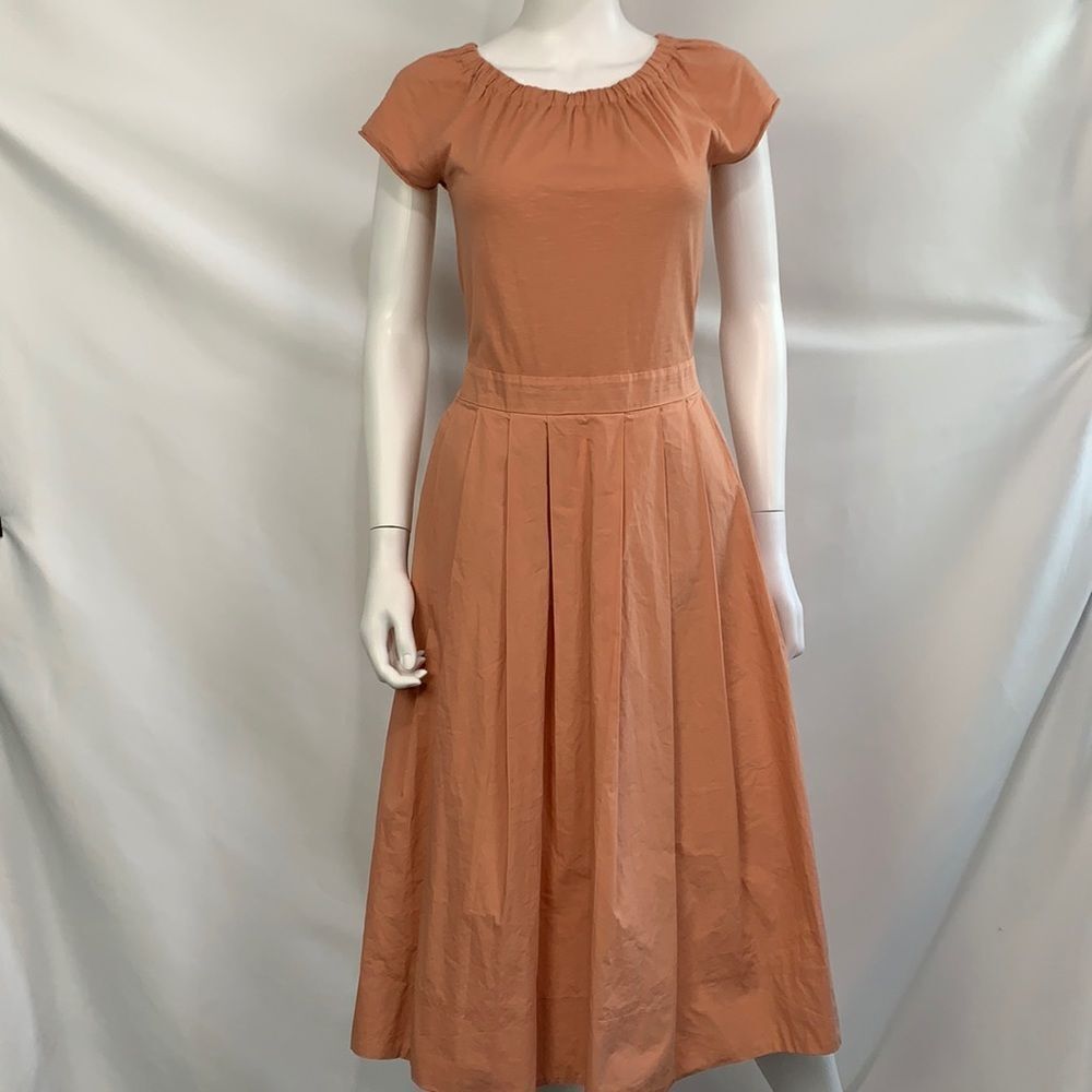 Roberto Collina peach pleated bottom midi dress
